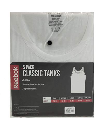 Camisetas de tirantes Reebok algodon acanalado maximo confort pack 5 blanco M 4