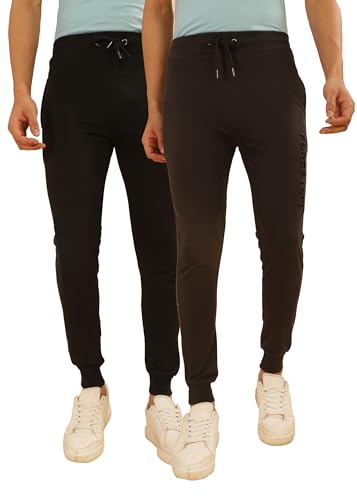 Image of Force NXT Men's Super Combed Cotton Rich French Terry Fabric Solid Joggers | Active Joggers for Men | Comfortable Waistband with Zipper Pocket for Daily Workout