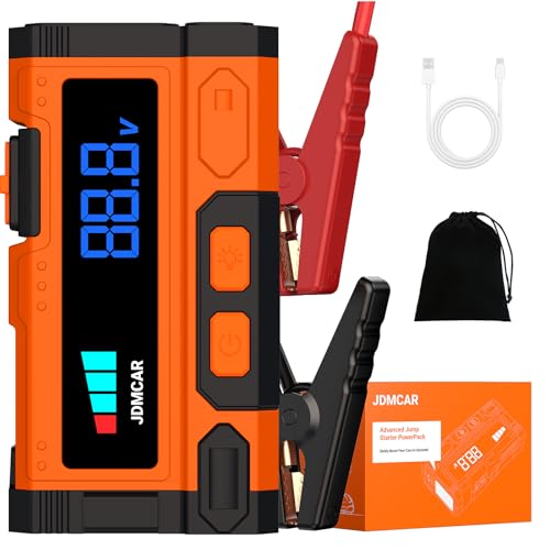 JDMCAR Starthilfe Powerbank für Pkw - 6000A 12V Auto Starthilfe Powerbank, Jumper Starter Powerbank mit LCD Bildschirm&LED Taschenlampe, Autobatterie Booster,für bis zu 9L Benzin & 8.5L Diesel-Upgrade