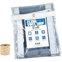 Mytee Products 5 x 6 Clear Vinyl Tarp 24 MIL Thick Heavy-Duty Waterproof Vinyl Tarpaulin with Grommets, UV & Fire Retardant Cold Weather Resistant Cover for Outdoor