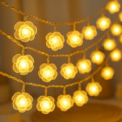 Desidiya® 14 LED Rose String Diwali Lights for Decoration for Home Warm White 3 Meter Decorative Fairy Lights for Diwali, Christmas, Wedding, Party, Home & Patio Decorative Lightning for Living Room