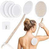 【Diseño humanizado】 URAQT Cepillo para el cuerpo puede aplicar fácilmente varias lociones, cremas y geles, adecuados para varios tipos de piel. Uso mojado y seco, fácil de limpiar, y perfecto para viajar! El mango está hecho de madera de balsa, ideal para aquellos con manos más débiles.