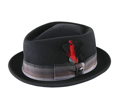 B Couture - Chapeau Porkpie Feutre - 4 Coloris - Homme Raphaël - Taille 59 cm - Noir Cover