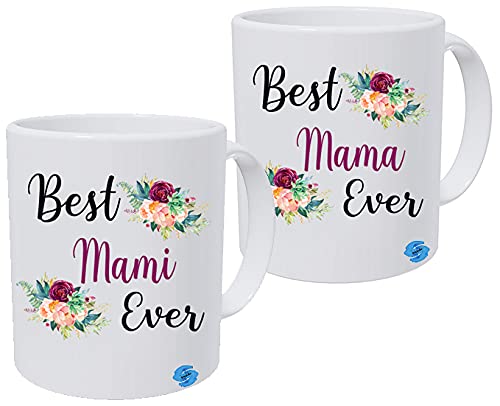 spinspoke Coffee Mug Gift for Mama and Mami ji, World Best Mama and Mami, Combo, Tea Mug, Milk Cup, Return Gifts for Birthday, Anniversary