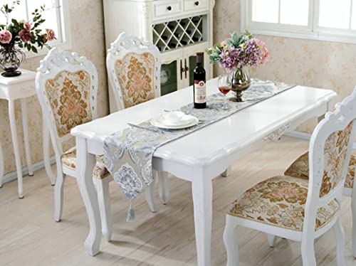Chemin de table hiver fleurs vintage en polyester infroissable gris - 3