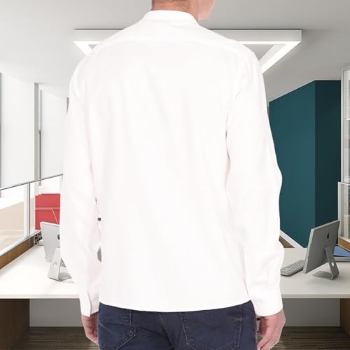 Men's Loose Long Sleeve Shirts 4 Way Stretch Casual Dress Shirts with Standard Collar Button Down Shirts - Image 4