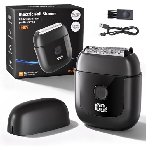 Electric Foil Shavers for Men: Mini Electric Razor with 3 Floating Blades, IPX7 Waterproof Foil Shaver, USB-C Rechargeable Shavers for Men with Travel Lock, Compact Grooming Gift for Home & Travel
