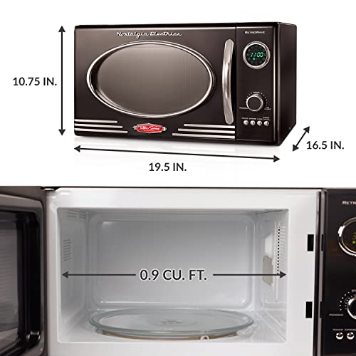 Nostalgia-RMO4BK-Retro-09-Cubic-Foot-800-Watt-Countertop-Microwave-Oven-5-Power-Levels-and-12-Cook-Settings-LED-Display-Jet-Black Nostalgia RMO4BK Retro 09 Cubic Foot 800 Watt Countertop Microwave Oven 5 Power Levels and 12 Cook Settings LED Display Jet Black