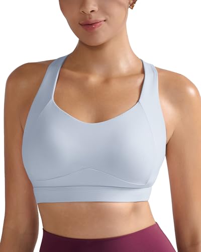 Image of RUNNING GIRL Sports Bras for Women High Support Molded Cup High Impact Sports Bras with Sewn in Pads Racerback Running Bra(3113 Ash Grey M)
