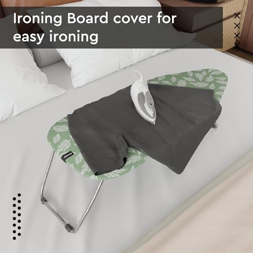Encasa XO Ironing Board Cover and Pad 28"x12" - Thick 3mm Felt Padding, Drawstring Tightening & Lock, Easy Fit, Scorch & Stain Resistant, Fits Mini Ironing Board - Big Leaves Green - Thumbnail 5