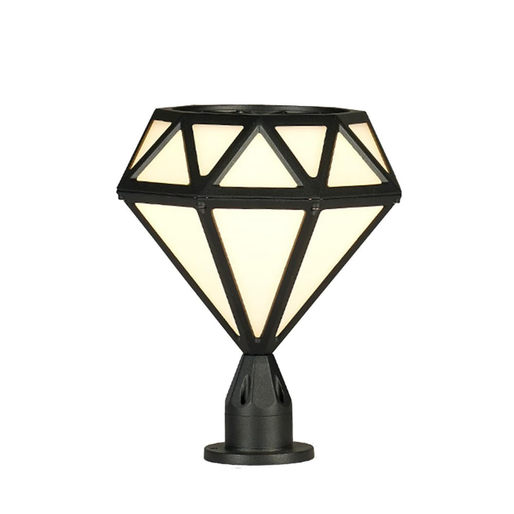 HCIPJQY Black Matte Pillar Cap Light Outside Lighting for Garden Aluminum Pole Light with Pier Mount Base, Post Lamp Fixture for Outside,Patio Yard E26,Diamond Lamp Holder