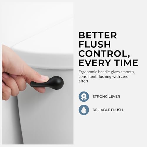 Image of Qualihome Matte Black Finish Side Mount Toilet Handle Replacement Kit, Universal Toilet Tank Flush Lever Fits Most Standard Side-Mount Toilet Tanks
