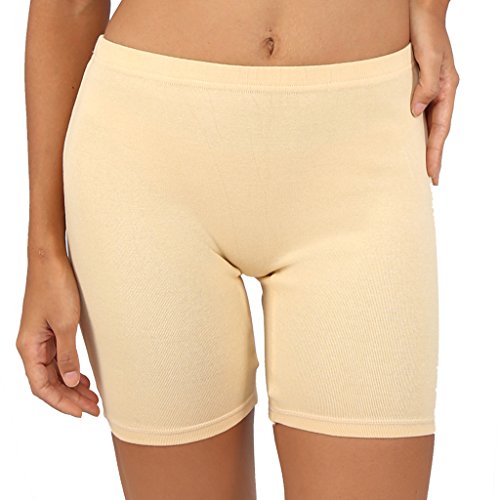 Image of Bralux Cycling Shorts for Women, Girls with Cotton Spandex Set of 3 - Multi Colour Rib Shorts