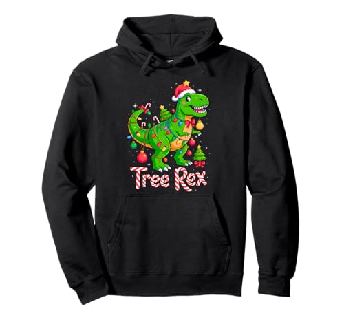 Tree Rex Christmas Costume T-Rex Dinosaur Xmas Light Family Sweat à Capuche
