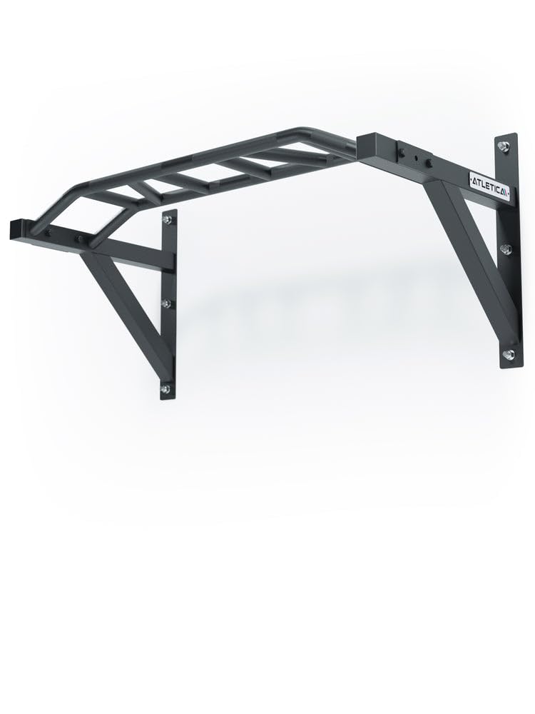 ATLETICA Multi-Grip Klimmzugstange, 117 cm breit, 56 cm tief | Viele Griffvariationen, Stabile Wandhalterung, Für explosive Übungen geeignet