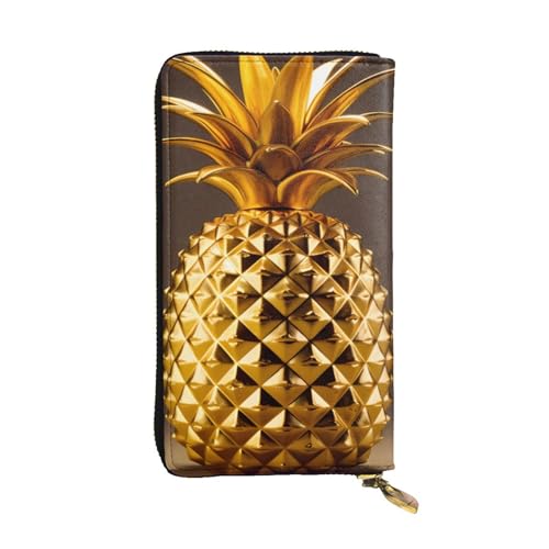Grand portefeuille cuir noir ananas doré idéal pour vos sorties urbaines