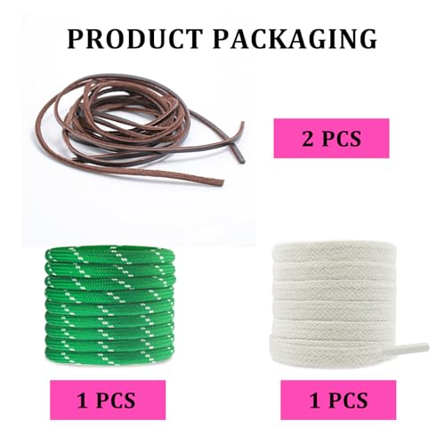 Image of 4Pcs Mixed Color Shoe Laces for Sneaker, Flat Leather Round Shoelaces Replacement Laces kit
