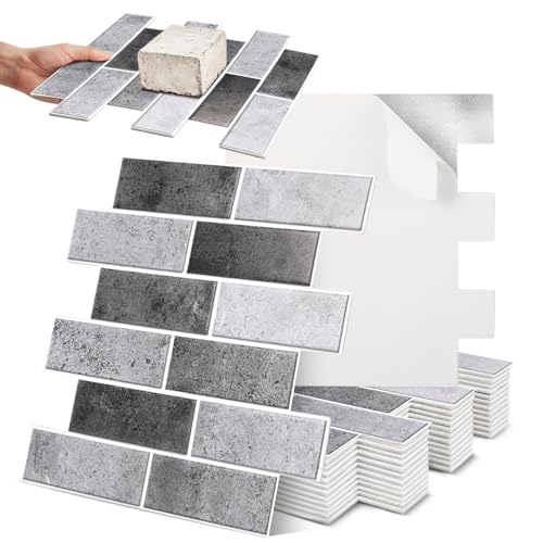 3d Fliesenaufkleber, 10-Stück Selbstklebend Fliesenaufkleber, Klebefliesen Küchenrückwand, Wandfliesen Metro Für Wohnzimmer, Schlafzimmer, Küche, Badezimmer(Grau)