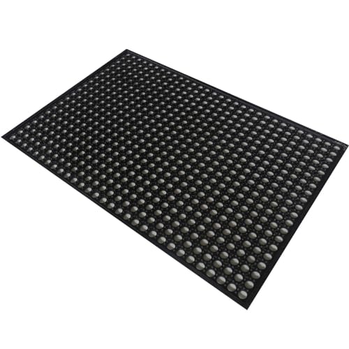 Tapis absorbant les chocs et anti-fatigue en caoutchouc PVC noir