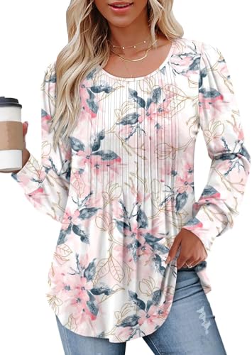 BETTE BOUTIK Long Sleeve Shirts for Women Fall Tops Dressy Blouses Crewneck Tunic Tops for Leggings S-3XL