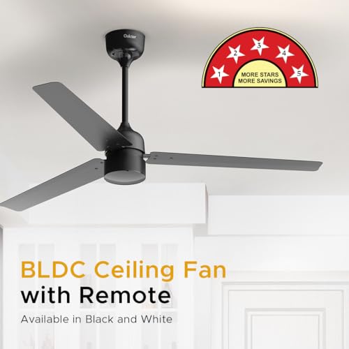 Image of OAKTER 1200mm BLDC Ceiling Fan with IR Remote Control | BEE 5-star Rated Energy Efficient Ceiling Fan | High Air Delivery with LED Indicators (Black)
