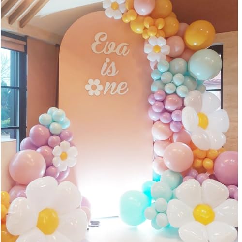 Daisy Balloon Garland Kit - 155pcs White Groovy Daisy Flower Macaron Pastel Balloons Garland for Boho Two Groovy Girls Birthday Baby Shower Flower Decor - Thumbnail 6