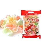 17.6oz / 500g Prawn Crackers Shrimp Chips, Chinese Classic Childhood Prawn Flavored Chips, Deep Fry at Home, Puffed Food