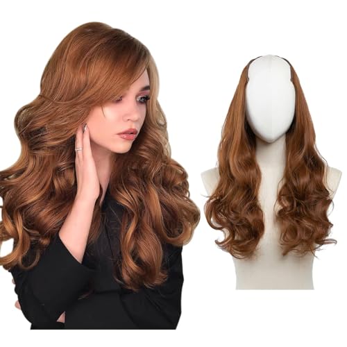 Image of Artifice 5 Clips 26 INCH Curly Wavy Hair Extensions for Women Natural Soft Clip on Extensions Synthetic Thick Hairs for Any Event for Girls Hair Extension Golden Brown
