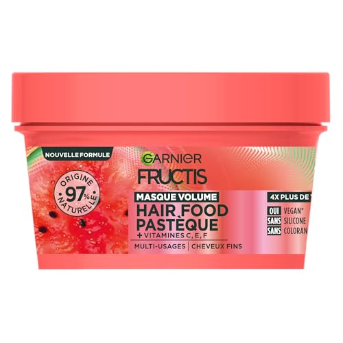 Garnier - Fructis Hair Food – Mascarilla volumétrica con sandía – 97% fórmula vegana de origen natural – para cabello fino – 320 ml