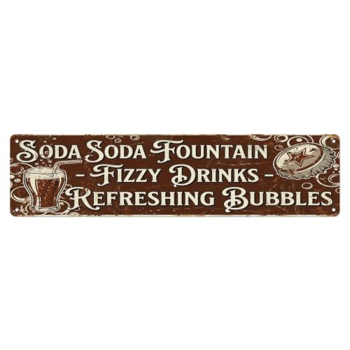 Metall-Blechschild mit Aufschrift "Soda Fountain Fizzy Drinks"