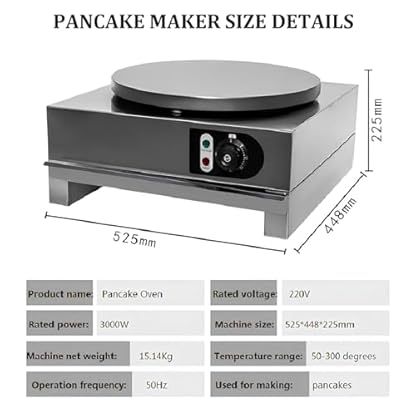 KJHYYPP Kommerzieller Crêpe-Maker, 19,7-Zoll-Crepe-Grillplatte, große Pfannkuchenmaschine mit Holzverteiler und Spatel, mit Schiebeschublade – Bild 6
