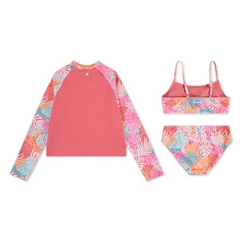 Hurley Girls' Long Sleeve Rash Guard and Bikini 3-Piece Swimsuit2