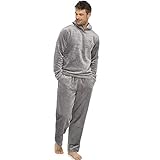 bas de pyjama homme Générique Pyjama Homme, Ensemble De Pyjamas en Polaire Douce avec Pantalon Taille Élastique Et Pull À Capuche en Pilou Chaud, Idée Ado Ou Adulte Vintage Réutilisable Tenue Pliable