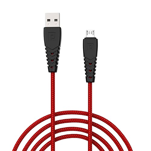Image of Portronics Nylon Braided Fast Charging And Data Sync 3.0 Amp Konnect B Micro Usb Cables With Pvc Heads For Smartphone, Tablet, Laptop, Smart Watch (Red, 1 Meter)