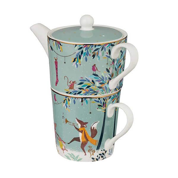 Portmeirion Sara Miller London Woodland Tales Tea for One Merry Band, Green, 18x17x10 - Image 2