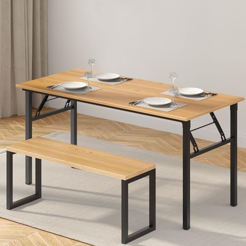 Image of Need Office Computer Desk 60 Inch Sturdy Folding Laptop Table Teak