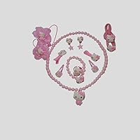 Vista 2 de Hellokitty - Conjunto de joyas para niña, accesorios de disfraz para niños, aretes, pinzas para el cabello, juego de collar de princesa de dibujos