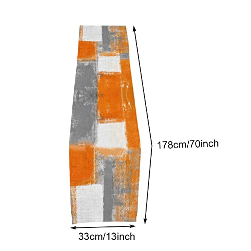 European Style Table Runner,Orange and Grey Table Runner,Farmhouse Abstract Art Painting Table Runners for Dinner Table Parties Holiday Decor - Image 4