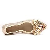 Stunner Womens Foldable Pointed Toe Ballet Flats Rhinestone Handmade Bee Fashion Flats 42(9.5) Gold
