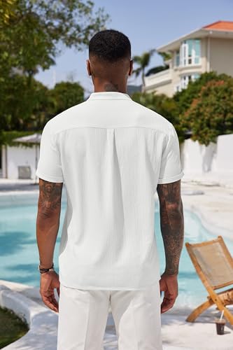 COOFANDY Men's Casual Henley Tee Shirt Band Collar Short Sleeve Summer Beach Hippie T Shirts3