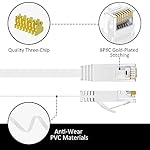Elecan Cat 6 Flat Ethernet Cable 0.6 Ft/5 Pack, High Speed Slim Short Patch Cables Internet Cables, 30 AWG Pure Copper 10Gbps 500MHz,Thin Flexible for POE Cat6 Cat 5e Cat 5 Network Cable Cord-White - Image 2
