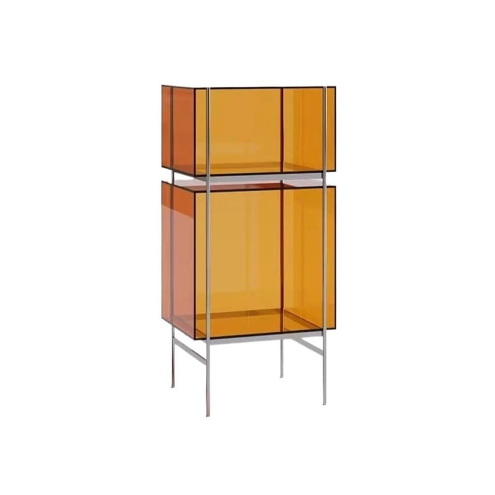 RYUQW3RE Cd Storage Rack Multi-functional Acrylic CD Record Rack with Stainless Steel Bracket Living Room Sideboard(Orange)
