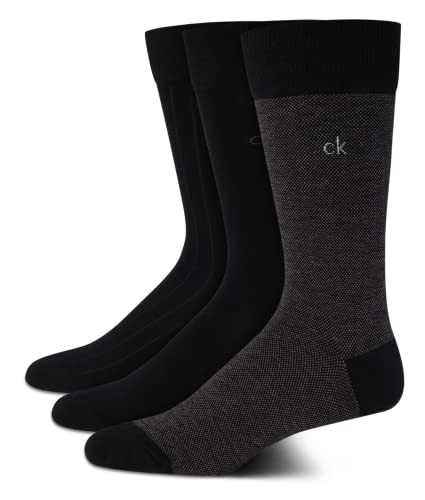 Calvin Klein Mens Dress Socks Soft Egyptian Cotton Blend Crew Socks, 3 Pack | Fine Egyptian Cotton Blend, Stay-Up Cuff, Reinforced Heel and Toe, Cushioned Comfort, Crew Length for Casual and Workwear - image 1