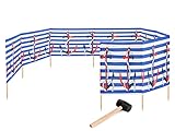 Garronda Strand Windschutz Sichtschutz 12m lang Plus Gummihammer GAEX001 (Streifen/Anker, 12 m)