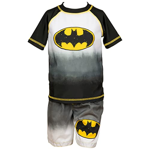 Batman Logo Toddler Swim Shorts & Rash Guard Set (As1, Age, 4_Years) Black #TOP3