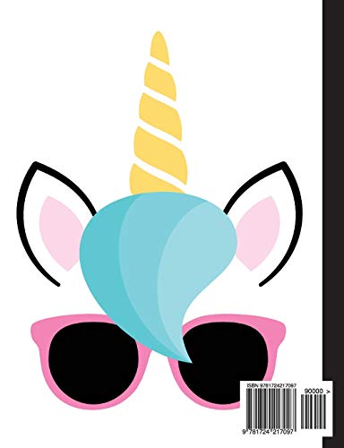 Notebook: Unicorn Pink Glasses, Handwriting, Notebook Home Office School Student Teacher Homeschool, 7.4 x 9.7 in, 200 pages for kids, school, home, students, teachers (Unicorn Essentials) image 4