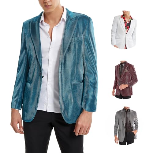 Stylish Men Suit Jacket Blazer Shawl Lapel One Button Slim Fit Long Sleeve Jacket Tuxedo Party Dinner3