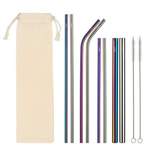 Stainless Steel Drinking Straws COMPLETE Set 8 straws