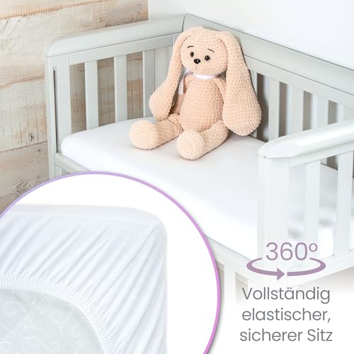 Spannbettlaken Kinderwagen 40x90 Aus 100% Bio-Baumwolle – Waschbar & Ultraweich Weiss 2er-Set Spannbettlaken - Für Baby – Ansicht 5