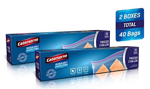 Grands sacs de congélation,Ziplock,40 sacs de conservation refermables pour soupe, fruits, légumes, collations,Réutilisables,En plastique sans BPA,Capacité de 2 gallons Cover